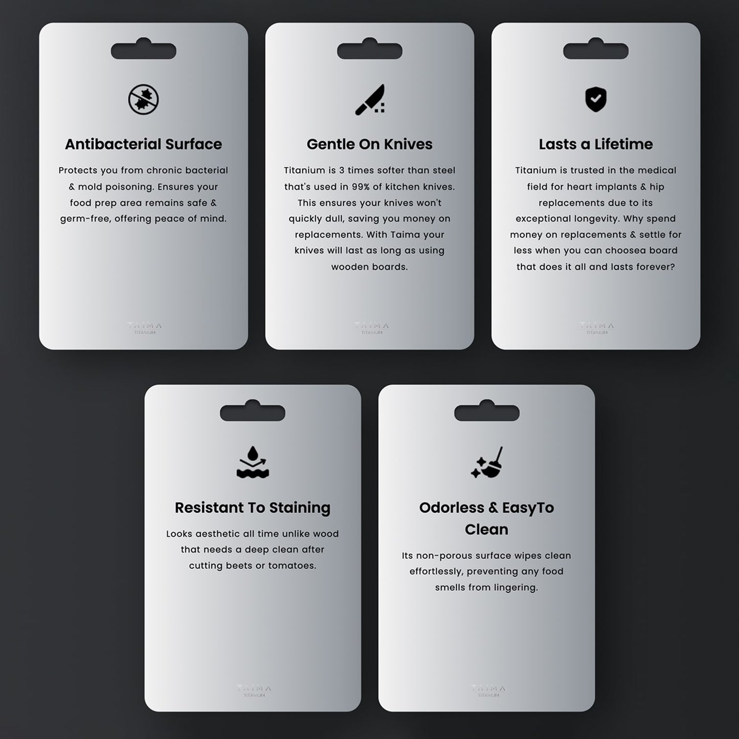 Original Taima™ 100% Pure Titanium Cutting Board + Mat + 5 Exclusive Guides