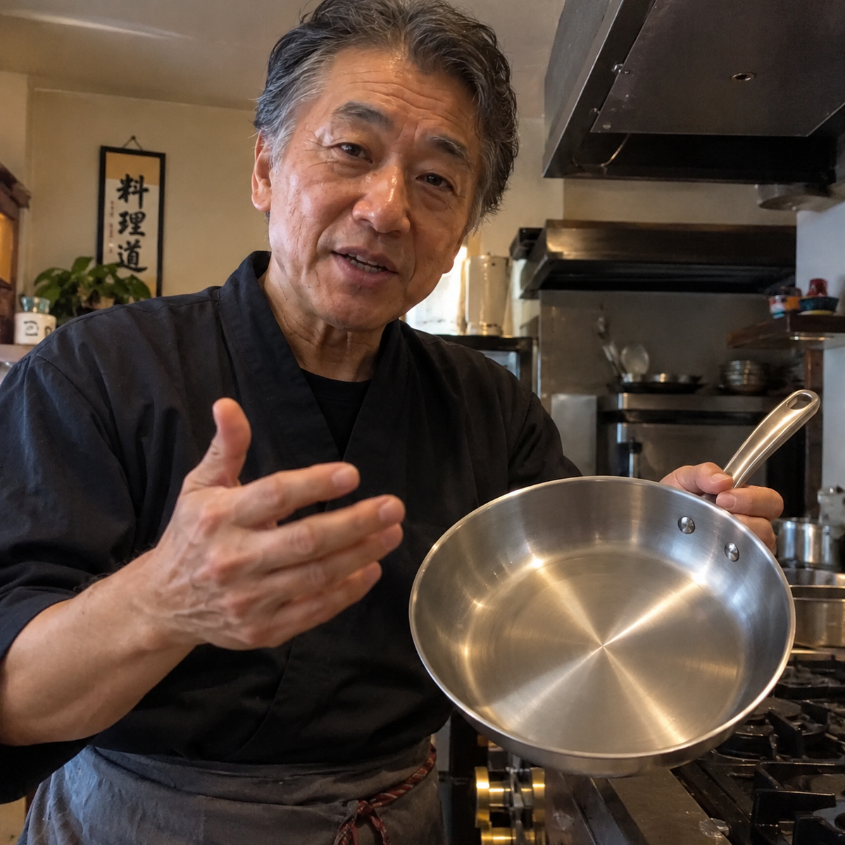 Chef with cookware