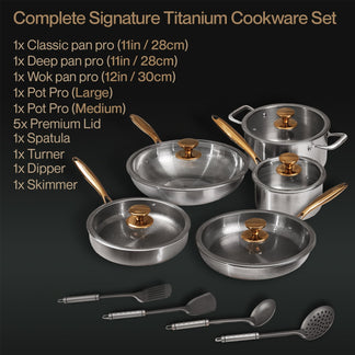 Tag Cookware Complete Signature Titanium Cookware Set (14 Piece) – Taima