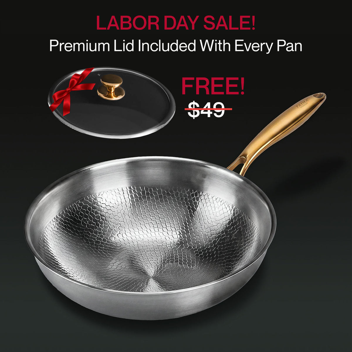TAIMA Certified Pure Titanium Wok Pan Pro