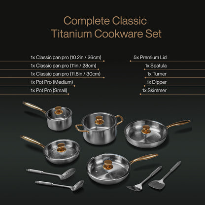 Complete Classic Titanium Cookware Set (14 Piece) - Special Offer