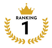 A gold and black graphic featuring a crown above the word 'RANKING' and a large number '1' centered within a laurel wreath.