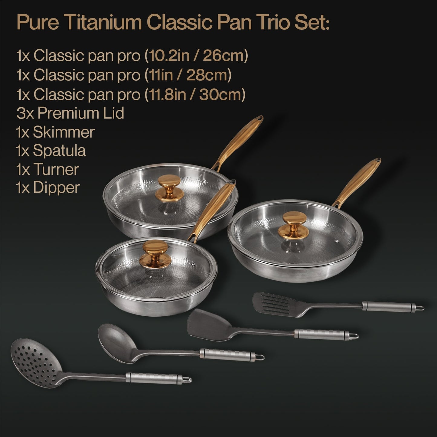 Pure Titanium Classic Pan Trio Set (10 Piece)