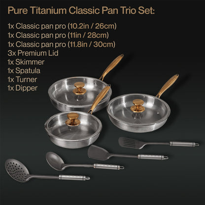 Pure Titanium Classic Pan Trio Set (10 Piece)