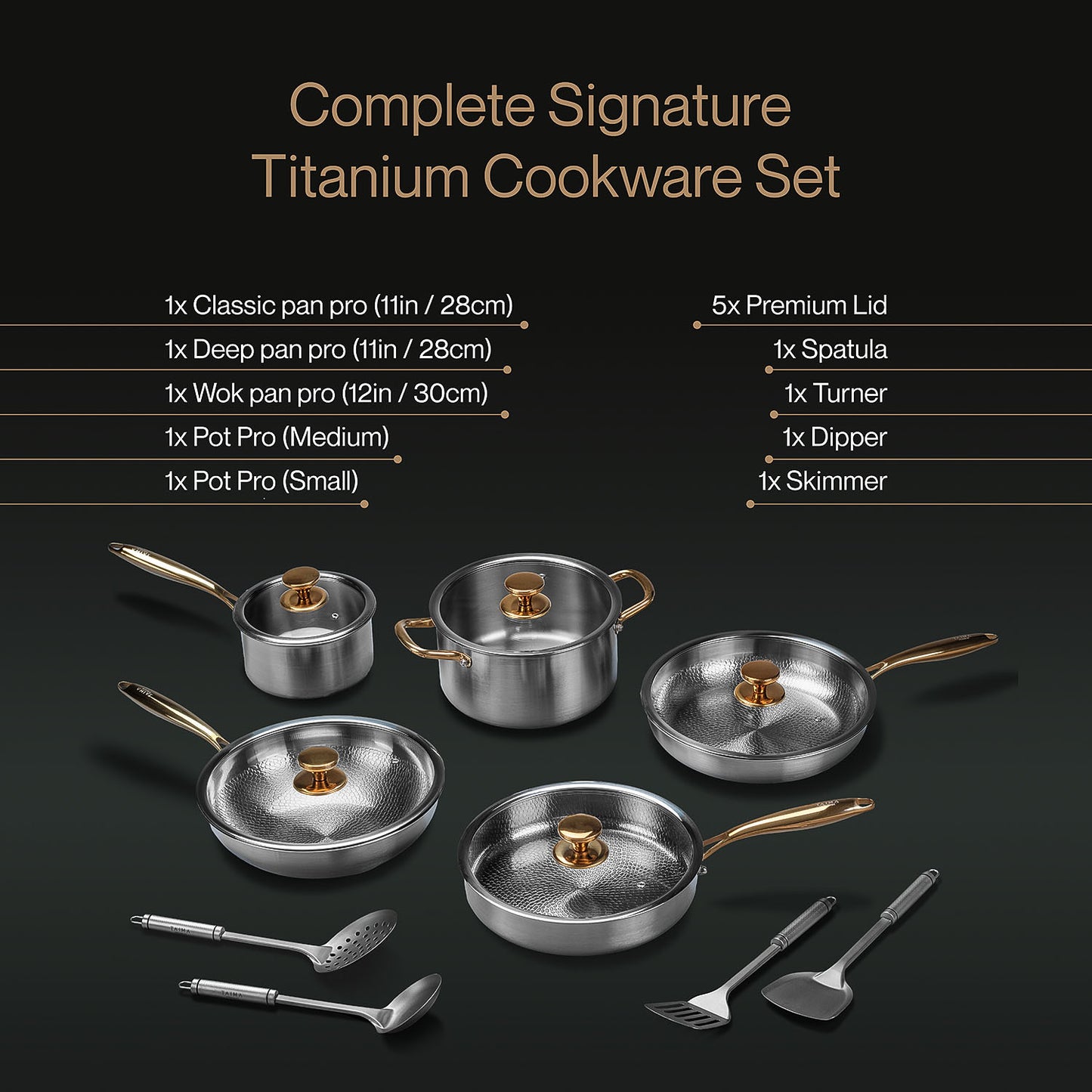Complete Signature Titanium Cookware Set (14 Piece)