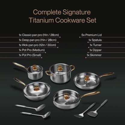 Complete Signature Titanium Cookware Set (14 Piece)