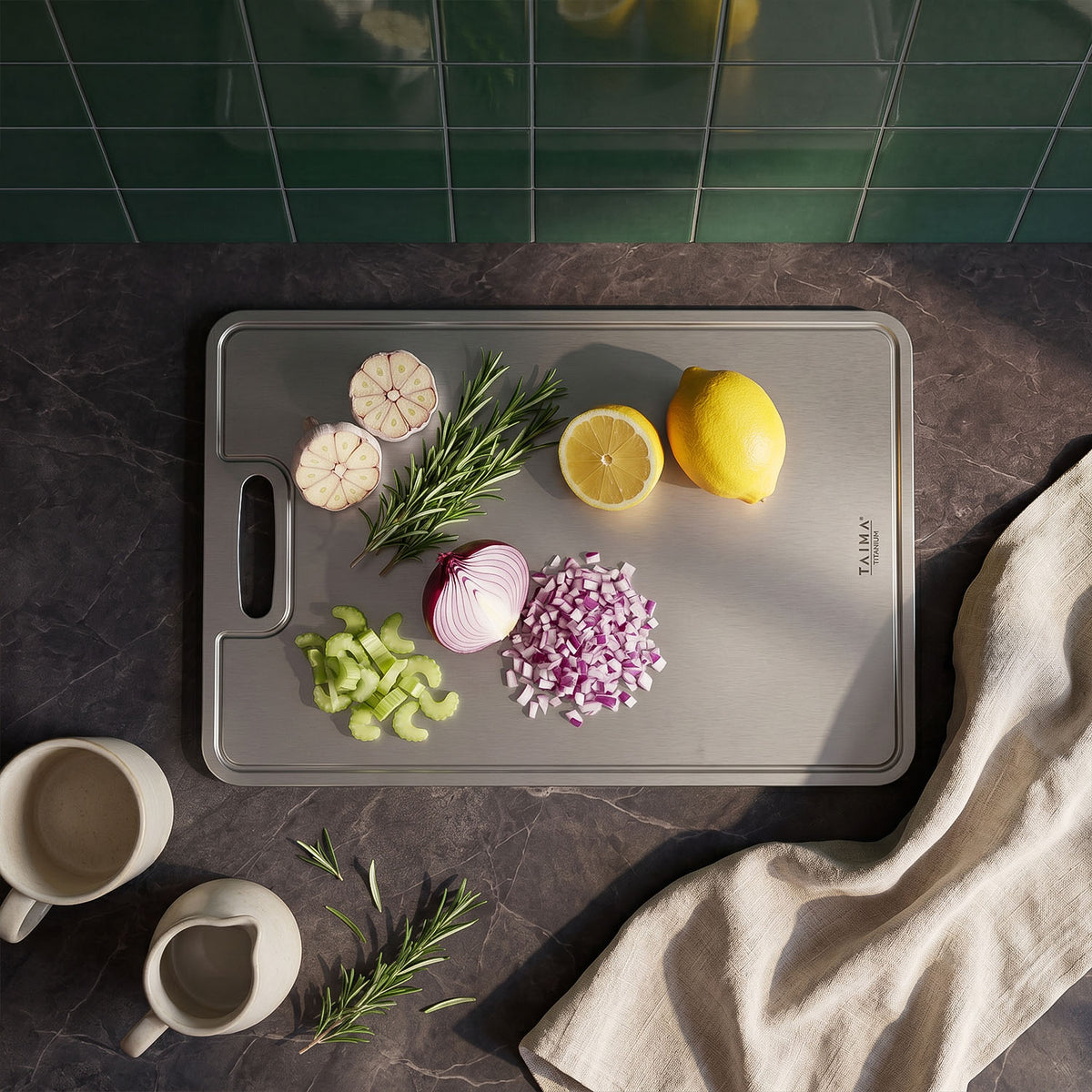 Complete Titanium Cutting Board Prep Set (3 Piece)